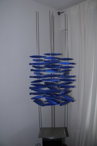 blue fishswarm acrylic on wood, chrome steel