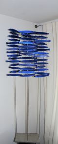 blue fishswarm acrylic on wood, chrome steel
